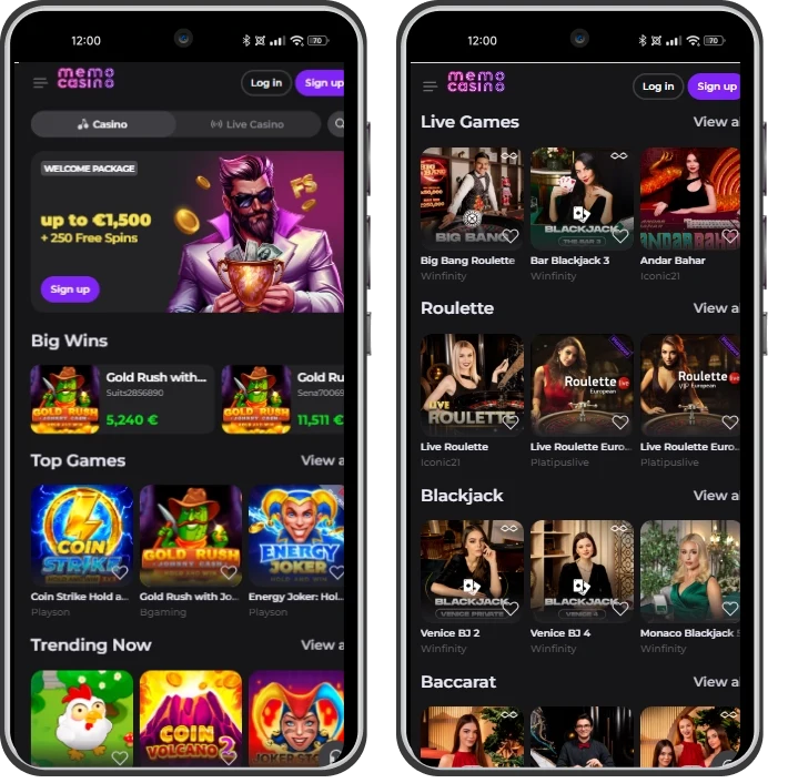 memocasino mobile version