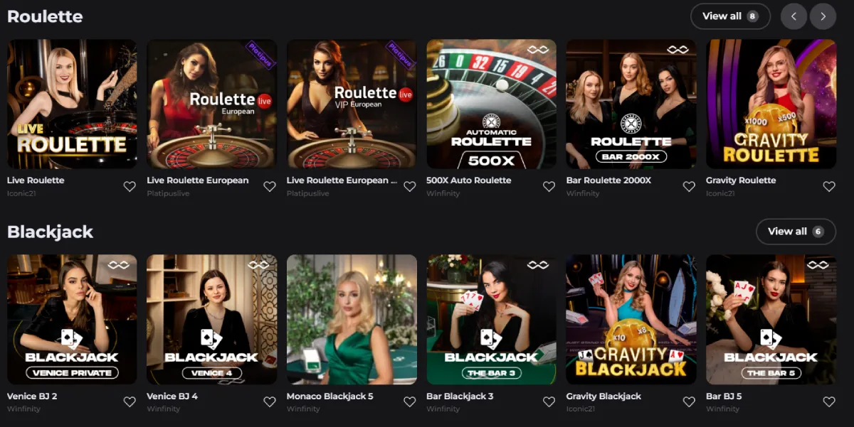memocasino table games